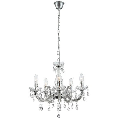 Kronleuchter chrom Ø46cm 5 flammig Kunststoff Cuimbra