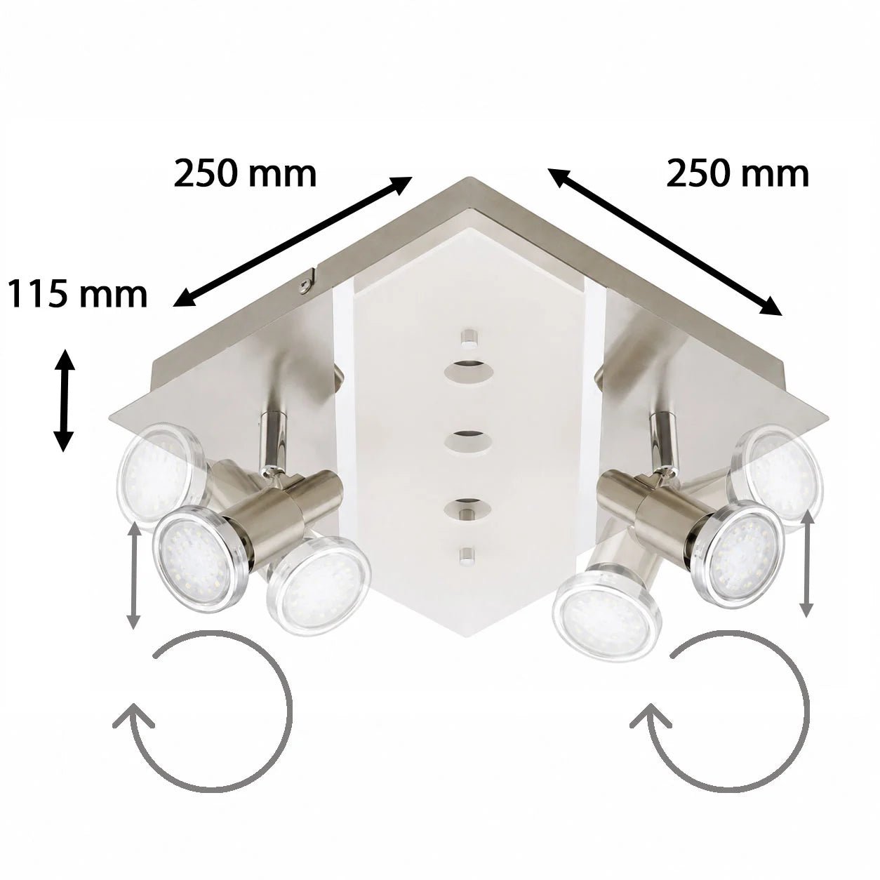 Quadratische Briloner Deckenleuchte 25x25 cm in Nickel matt mit warmweißem LED-Licht