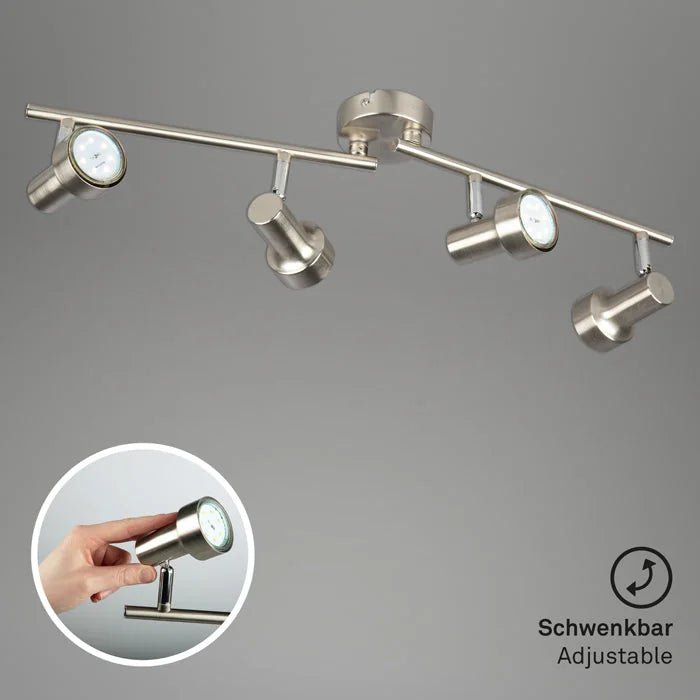 LED Deckenstrahler 4-flammig mit zwei schwenkbaren Armen in L-Form ausrichtbar