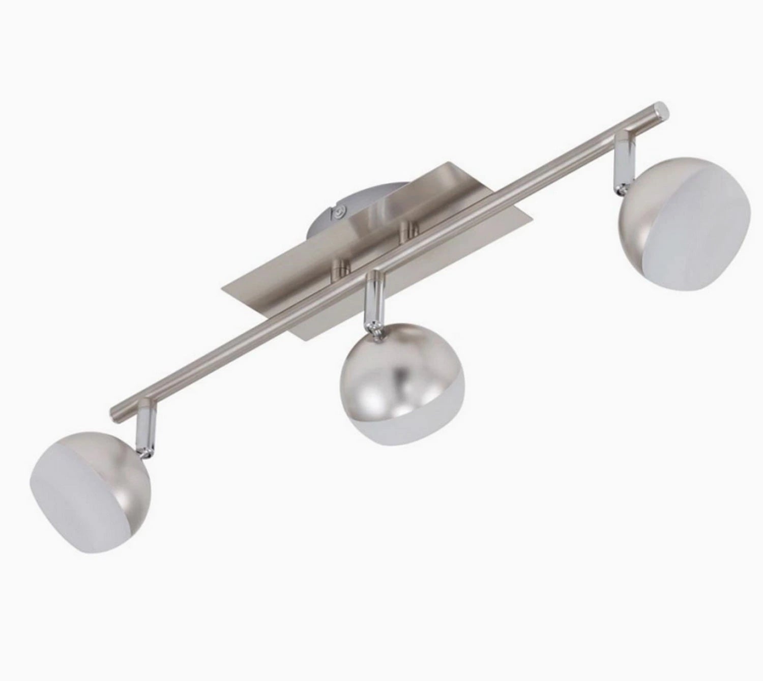 LED Deckenstrahler 3flg warmweiß mit runden Köpfen 48cm nickel matt briloner 2045-032 deckenlampe flur küche schlicht modern