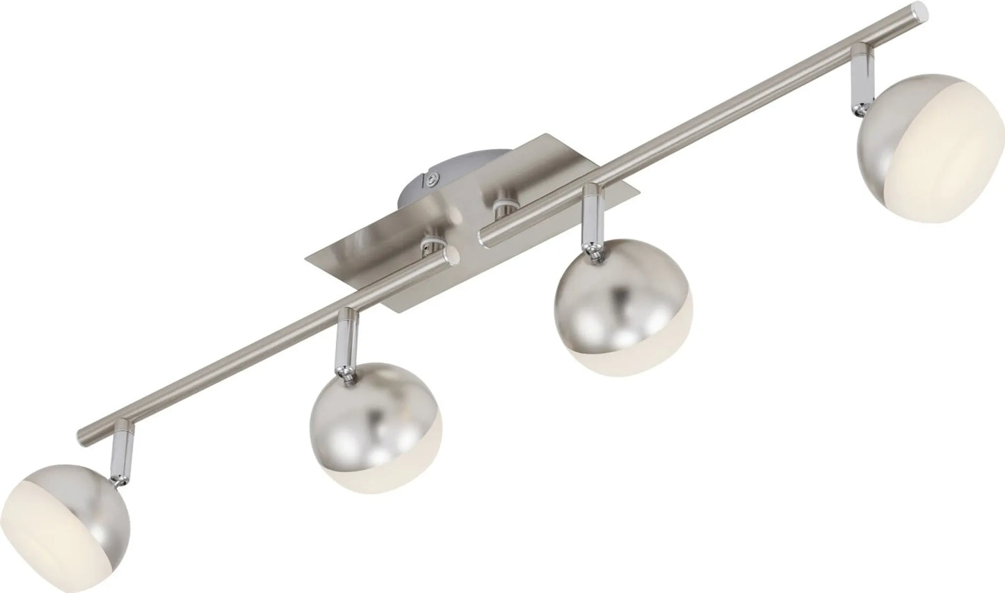 LED Deckenstrahler 4flg warmweiß mit runden Köpfen 68cm briloner 2045-042 nickelmatt mit 2 schwenkbaren armen für eckflur