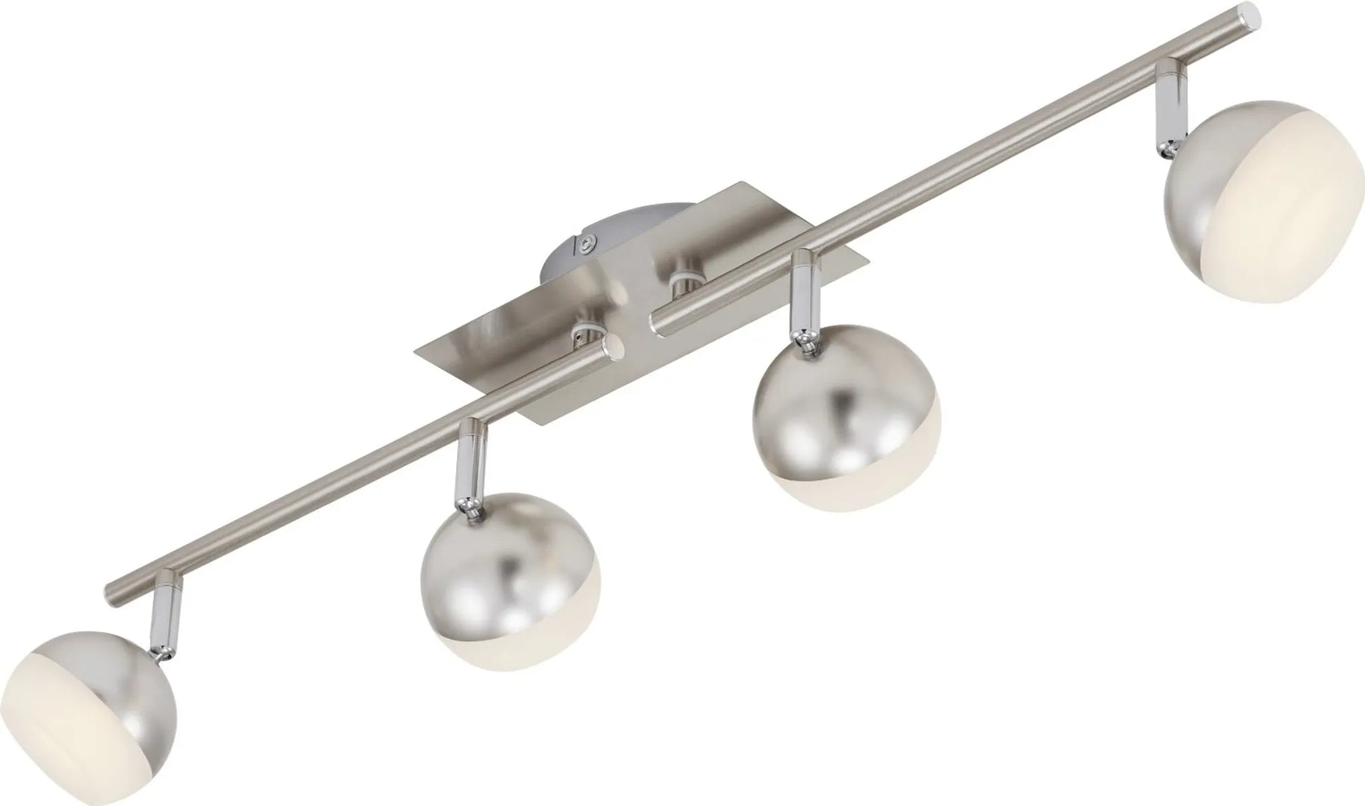 LED Deckenstrahler 4flg warmweiß mit runden Köpfen 68cm briloner 2045-042 nickelmatt mit 2 schwenkbaren armen für eckflur