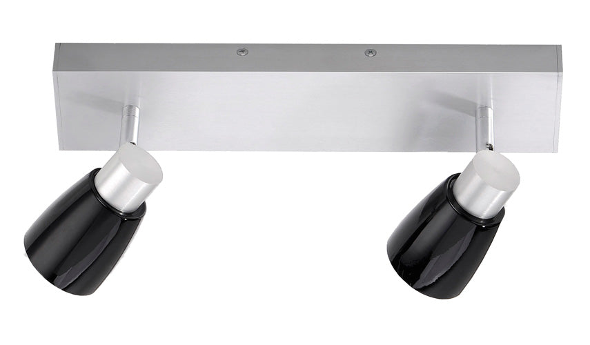 Deckenstrahler / Wandstrahler 2 flammig Glas schwarz glänzend schwenkbar – Strahler / Spotbeleuchtung