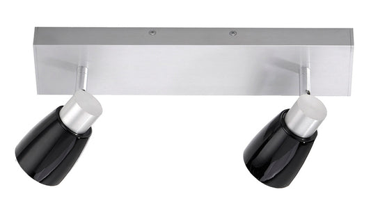 Deckenstrahler / Wandstrahler 2 flammig Glas schwarz glänzend schwenkbar – Strahler / Spotbeleuchtung