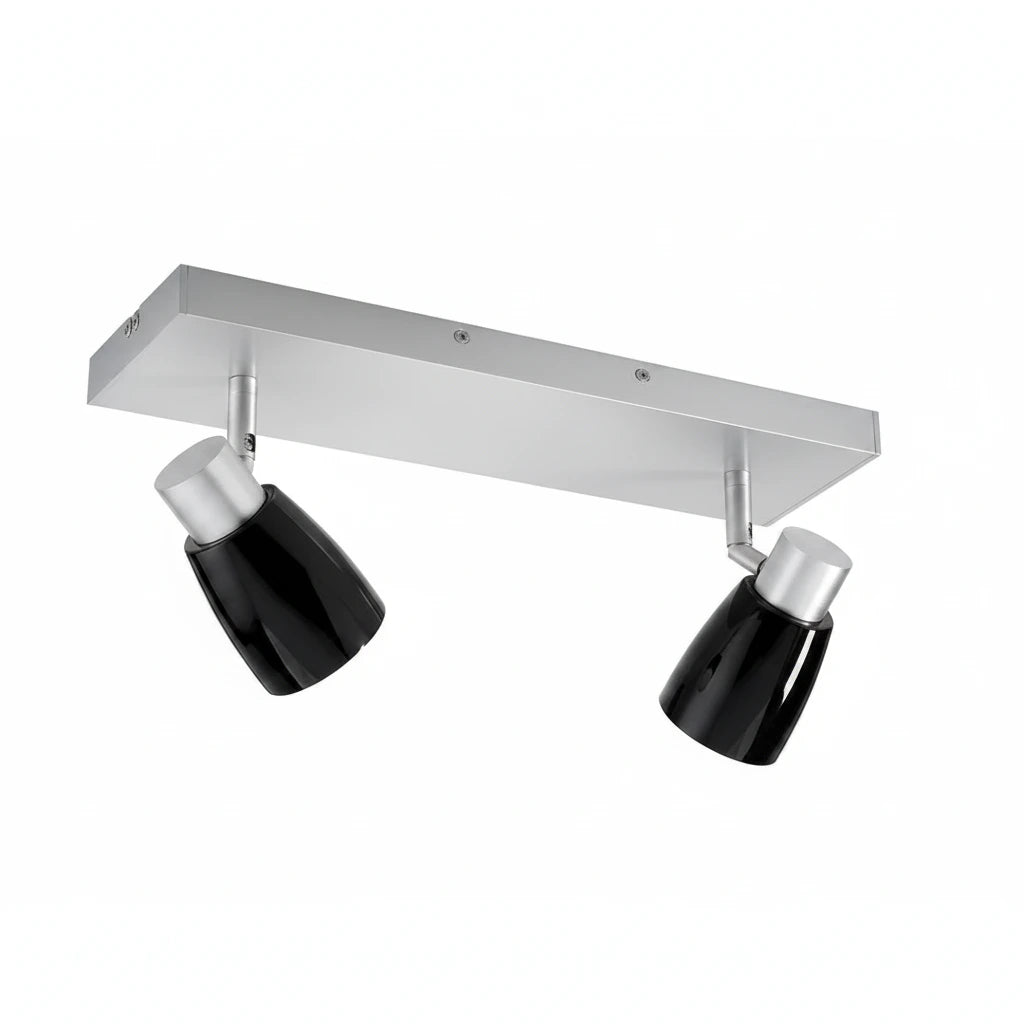 Deckenstrahler / Wandstrahler 2 flammig Glas schwarz glänzend schwenkbar – Strahler / Spotbeleuchtung
