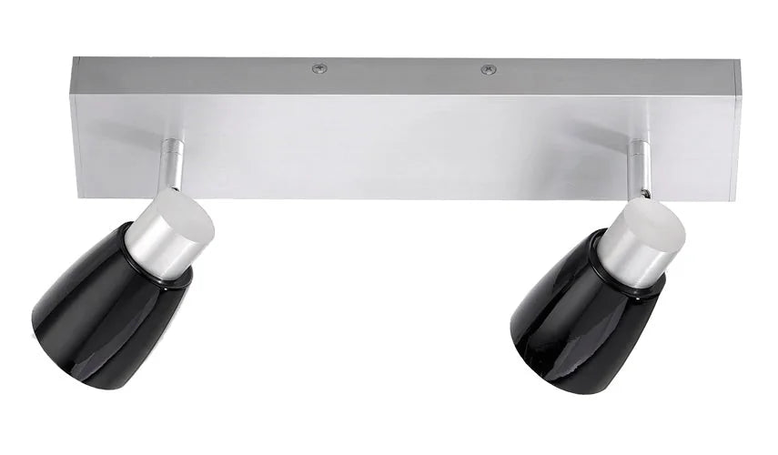 Deckenstrahler / Wandstrahler 2 flammig Glas schwarz glänzend schwenkbar – Strahler / Spotbeleuchtung