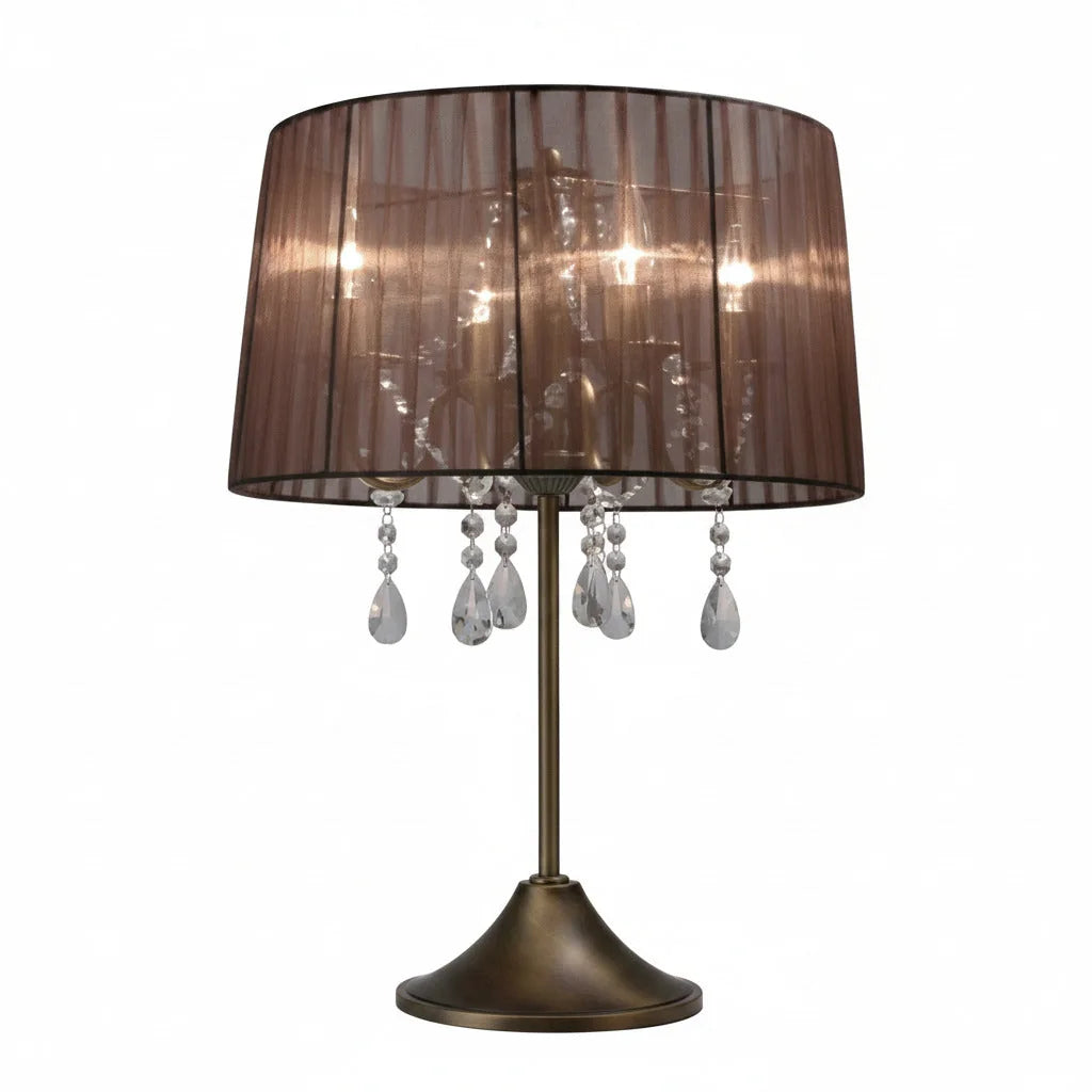 Dekorative Kristall Tischleuchte dimmbar Organza Tischlampe