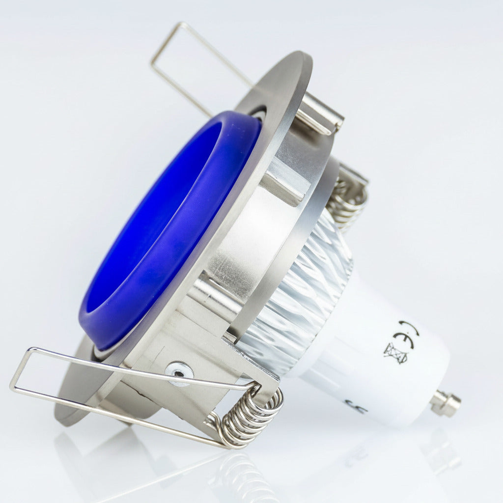 Design LED Einbaustrahler dimmbar 230V Glas Blau – Einbaustrahler schwenkbar, dimmbar, 50mm