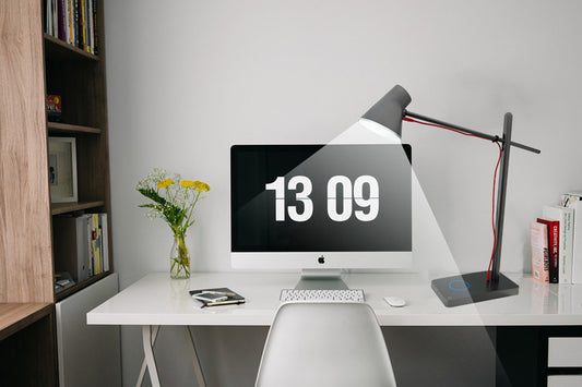 LED Schreibtischlampe dimmbar grau mit USB Anschluss