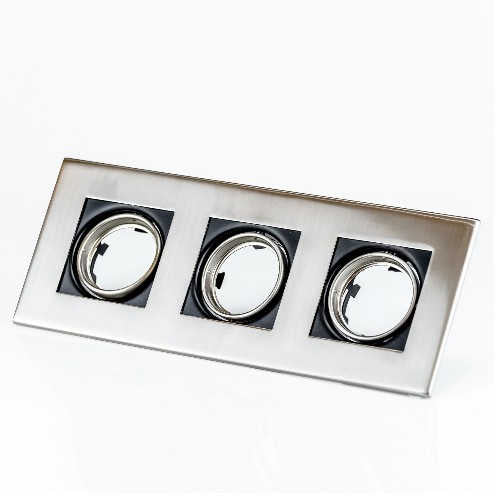 Downlight eckig 3x50W GU10 230V Einbaustrahler Burn – Einbaustrahler IP20, schwenkbar, 68mm