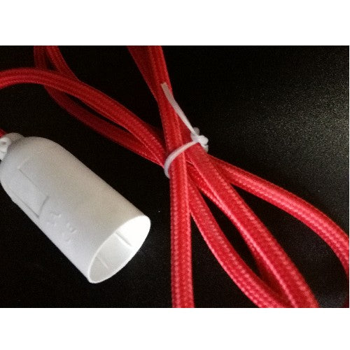 E14 Lampen Fassung Schalter mit Stecker Textil rot