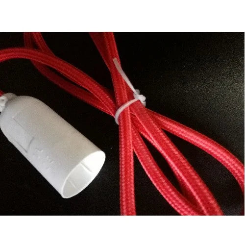 E14 Lampen Fassung Schalter mit Stecker Textil rot