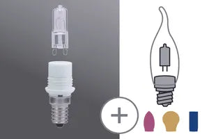 E14 Fassung mit Gewinde Adapter zu G9 inkl. Leuchtmittel 33W Paulmann 549.17 Sockelset