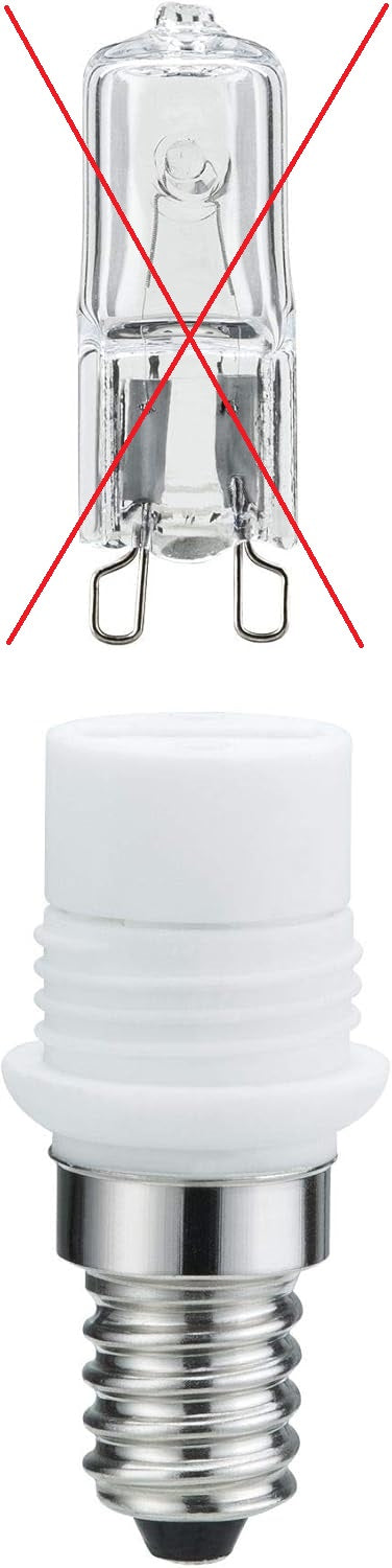 E14 Fassung mit Gewinde Adapter zu G9 OHNE Leuchtmittel 33W Paulmann 549.20 Sockelset