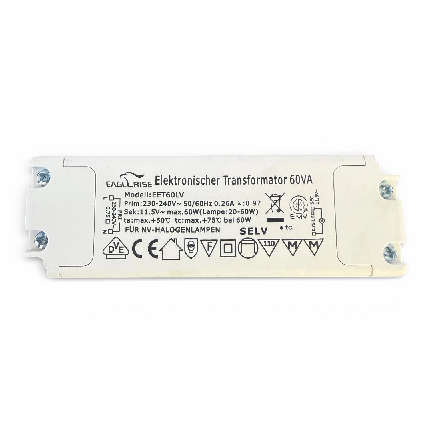 Eaglerise EET60LV 12V Halogen Transformator 20-60W elektronischer Trafo