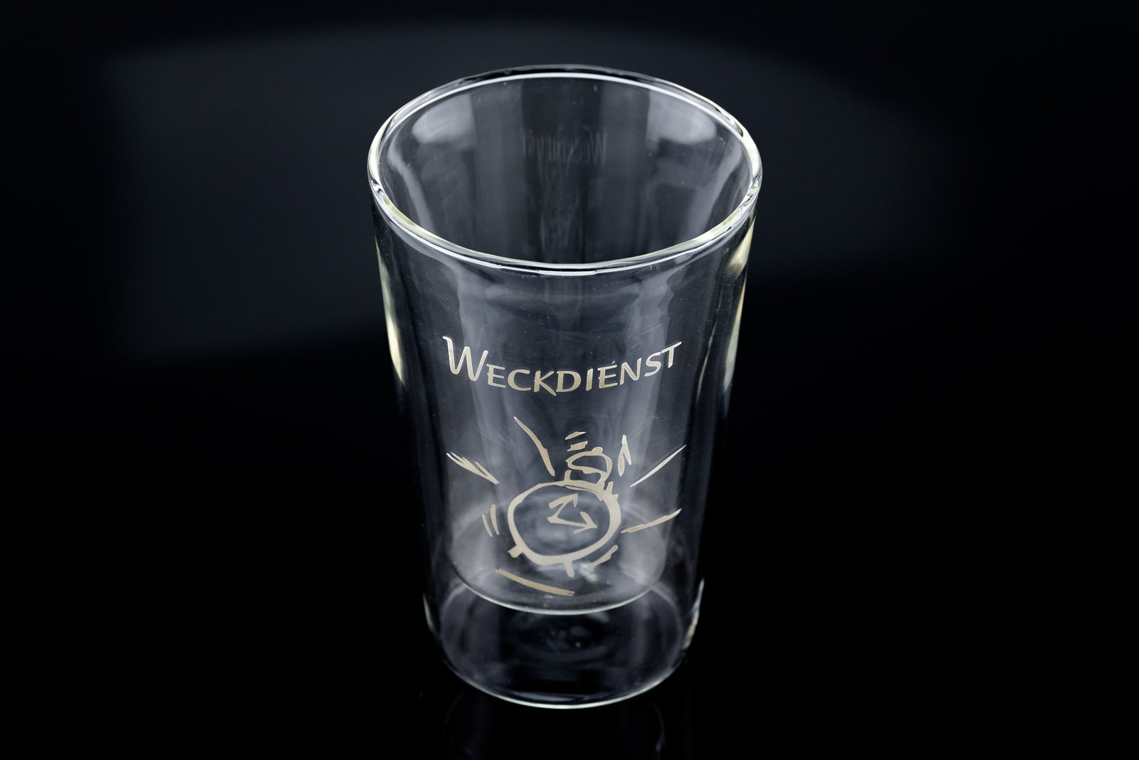 Thermoglas 250 ml Latte Macchiato 'Weckdienst' teeglas kaffeglas Thermoglas doppelwand Trinkglas Glas Latte Macchiato kaffee Tee kakao mit aufdruck weckdienst 250 ml moderne form 32556 sompex
