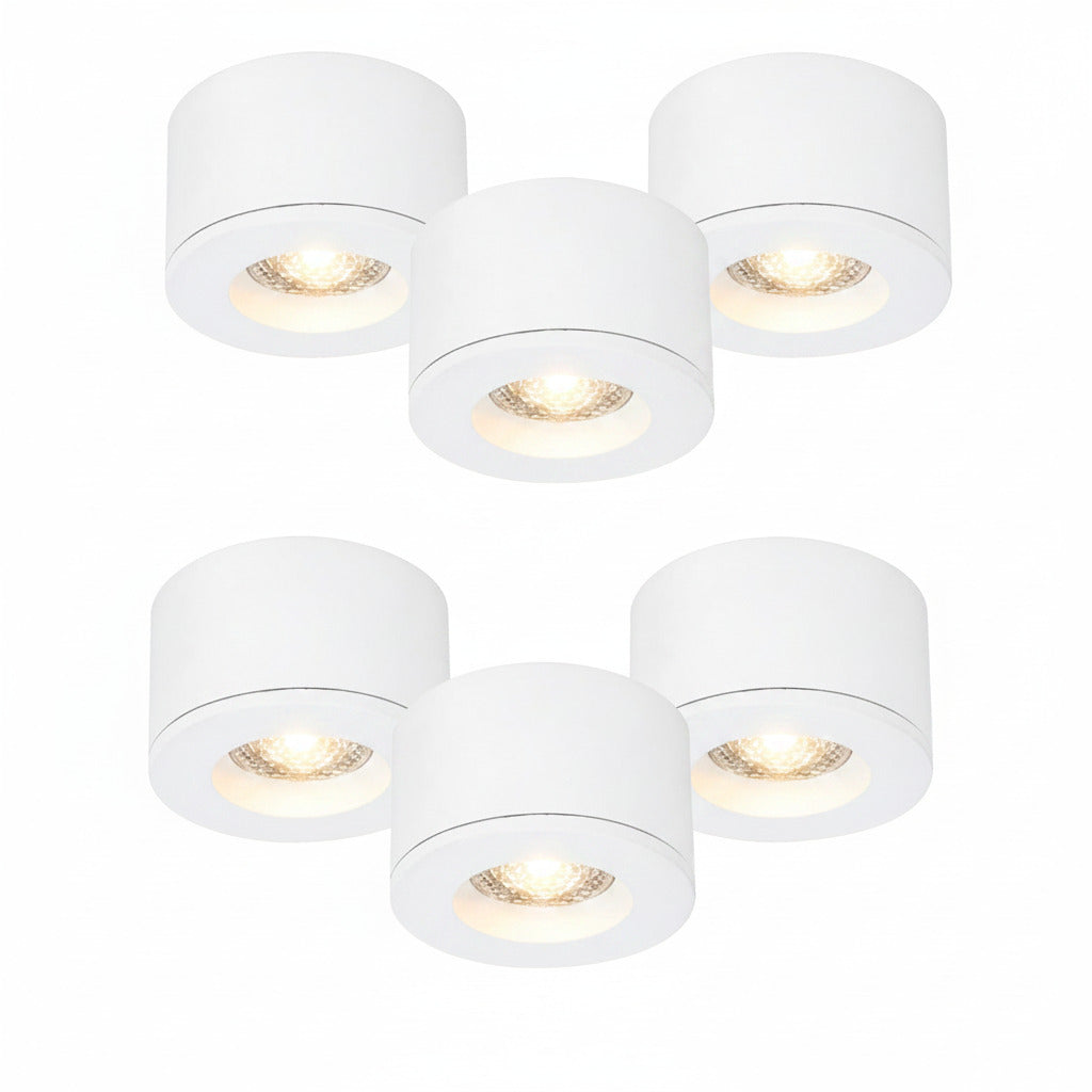 Malmbergs MD-29 LED Kit weiß 6er Set LED Spots Einbau & Aufbau dimmbar IP44 36mm – Einbaustrahler IP44, dimmbar, 36mm
