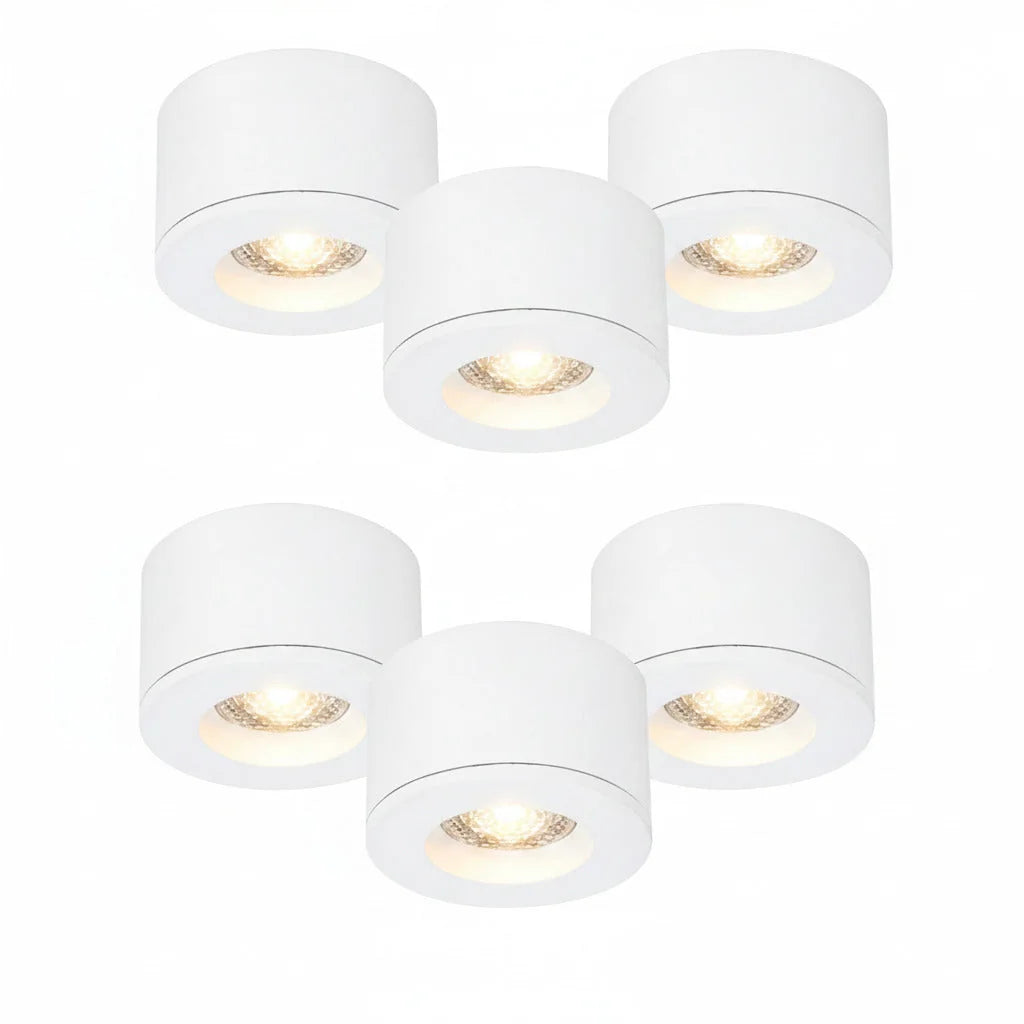 Malmbergs MD-29 LED Kit weiß 6er Set LED Spots Einbau & Aufbau dimmbar IP44 36mm – Einbaustrahler IP44, dimmbar, 36mm