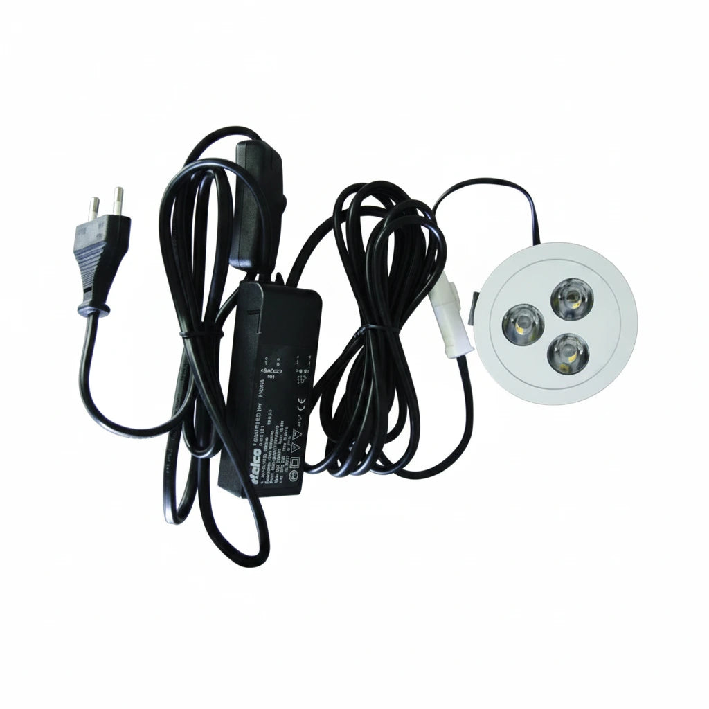 Power LED Einbaustrahler mit Treiber 3W 6500K Rio Kit – Einbaustrahler IP43, 21mm