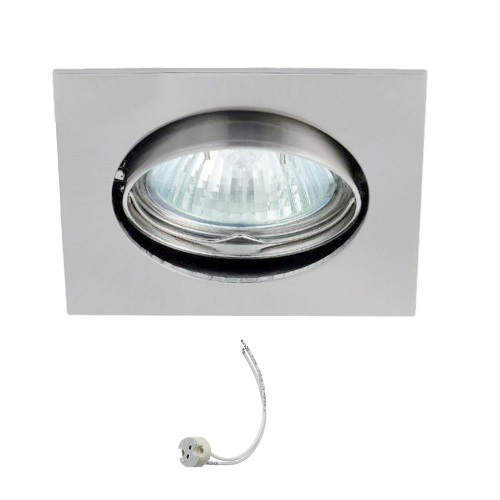 Einbauspot SQUARE Chrom Eckig – Einbaustrahler IP20, schwenkbar, dimmbar, 50mm