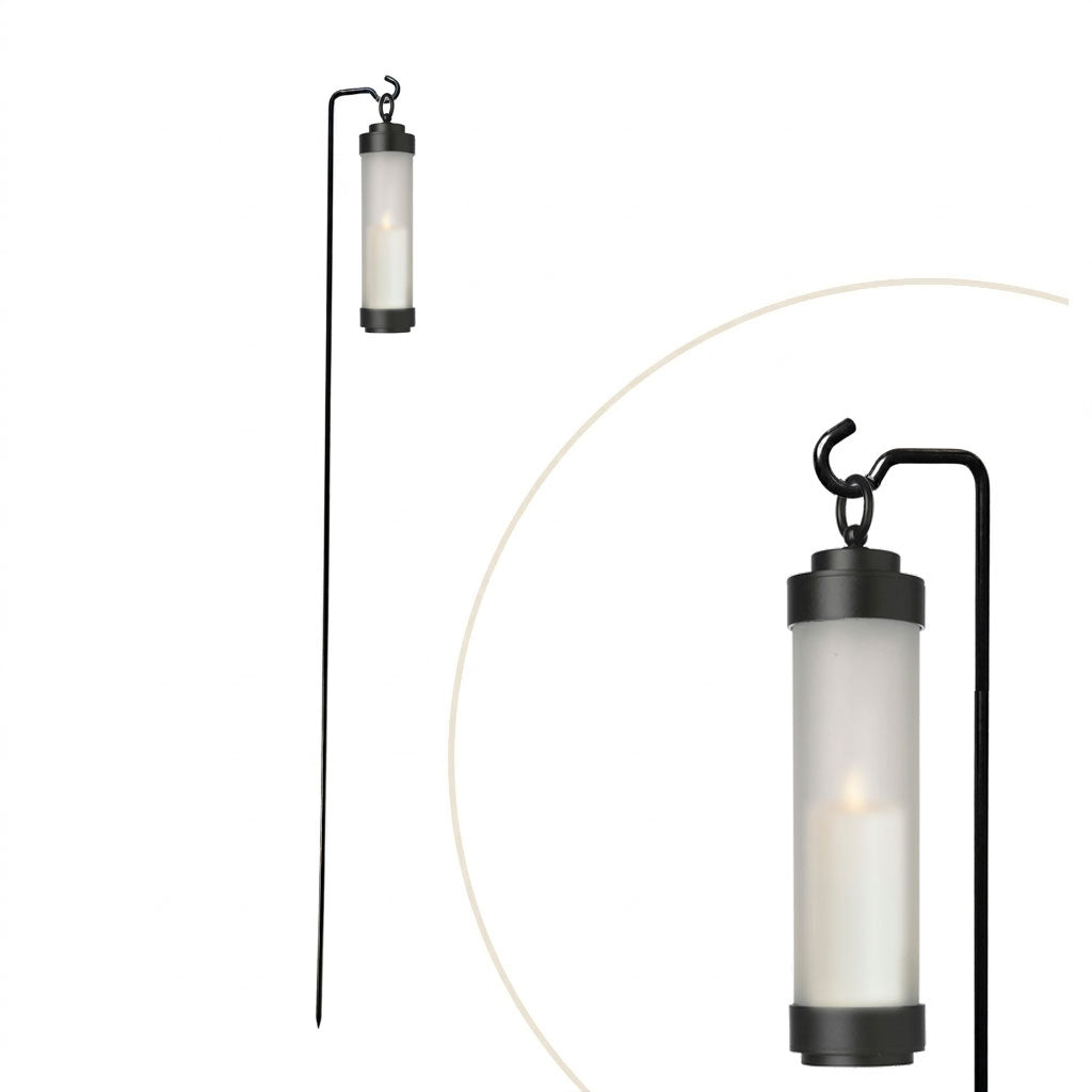 gartenlaterne mit erdspieß für led teelicht windlicht mit stab für blumenbeet wegleuchte garten elle schwarz gefrostet 53181 sompex
