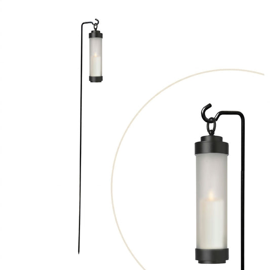 gartenlaterne mit erdspieß für led teelicht windlicht mit stab für blumenbeet wegleuchte garten elle schwarz gefrostet 53181 sompex