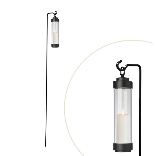stablaterne gartenlaterne mit erdspieß für led teelichter windlicht mit stab für blumenbeet wegleuchte ohne strom elle schwarz klar 53183 sompex