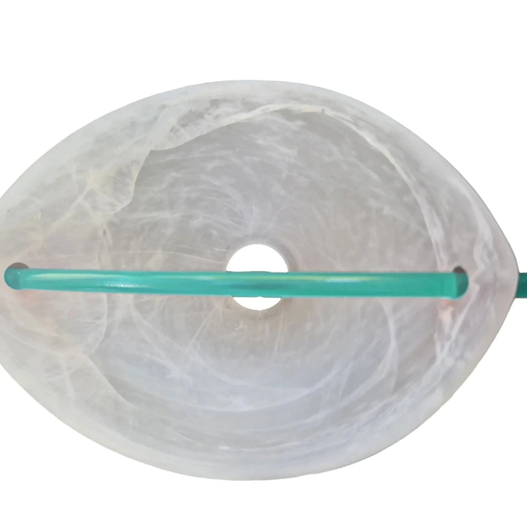 Ovales Lampenglas aus Alabasterglas 14 cm für G4 und GY6.35 Leuchten mit grünem Dekostab