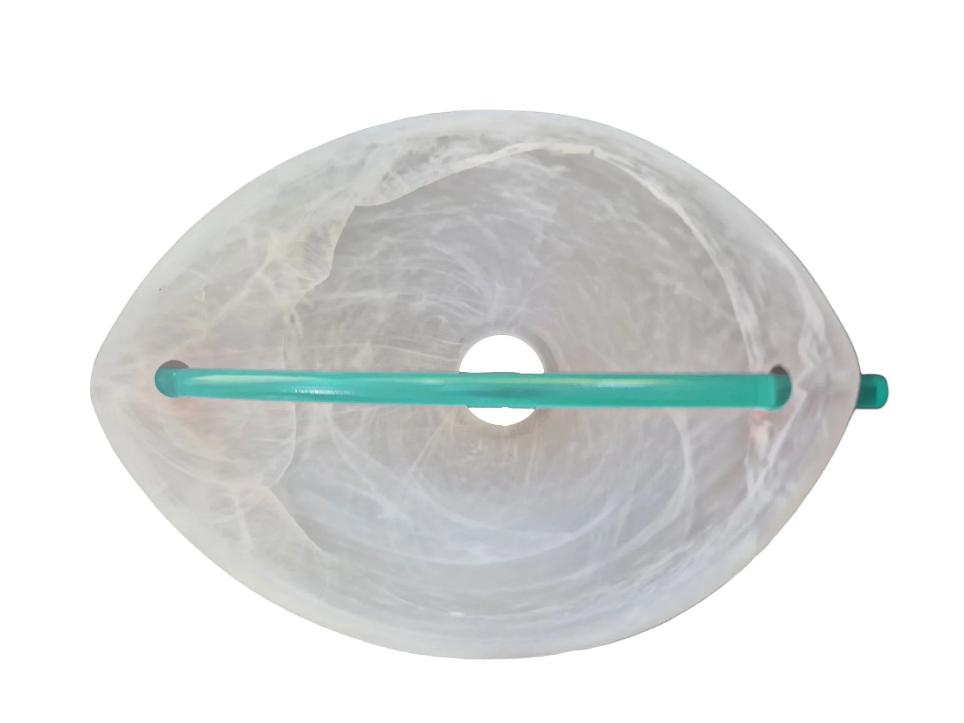 Ovales Lampenglas aus Alabasterglas 14 cm für G4 und GY6.35 Leuchten mit grünem Dekostab
