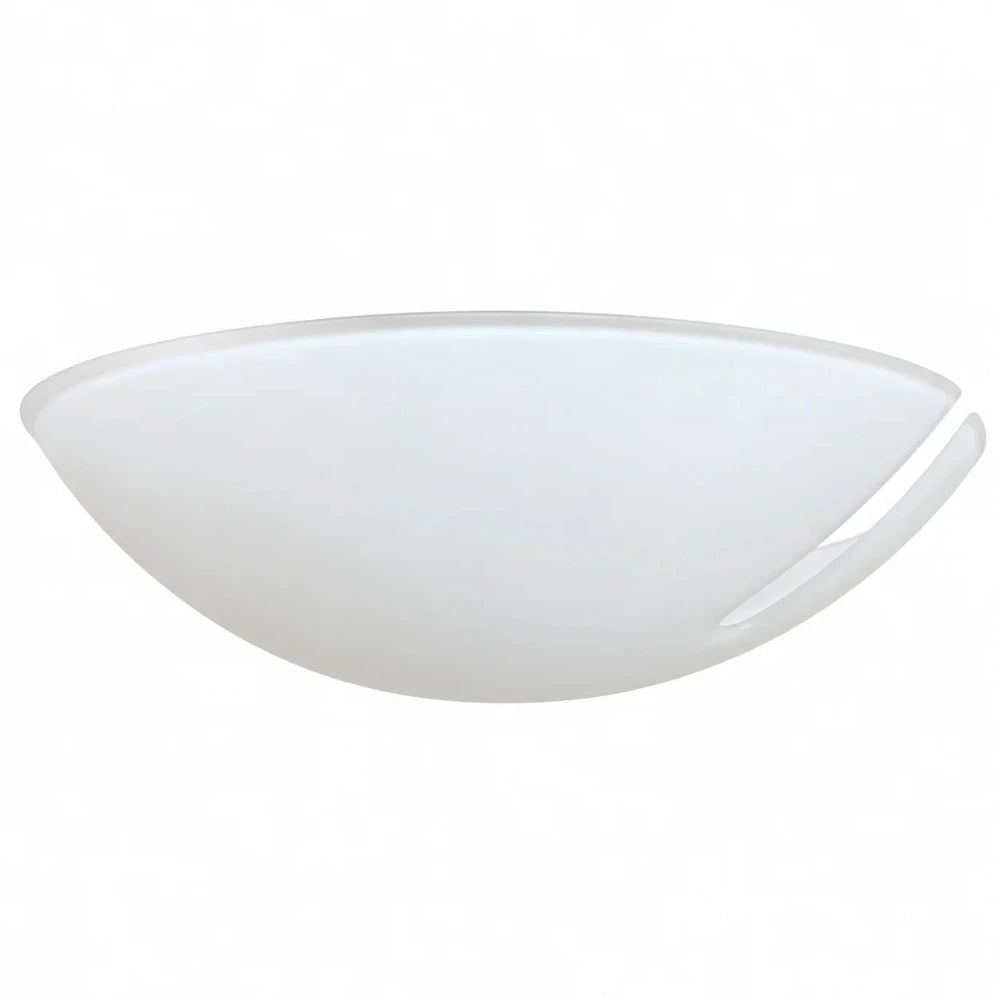 Seitenansicht des gewölbten satinierten Ersatzglases für eine Stehlampe mit sichtbarem seitlichem U-Ausschnitt.
