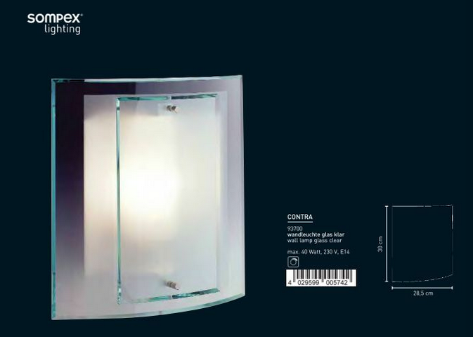 Klares Ersatzglas mit Löchern rechteckig 30cm x 18,5cm zu Contra 93700 – Lampenglas klar