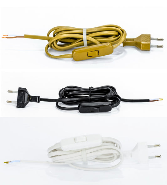 Euro Anschlußleitung 2m Kabel mit Eurostecker mit Schalter