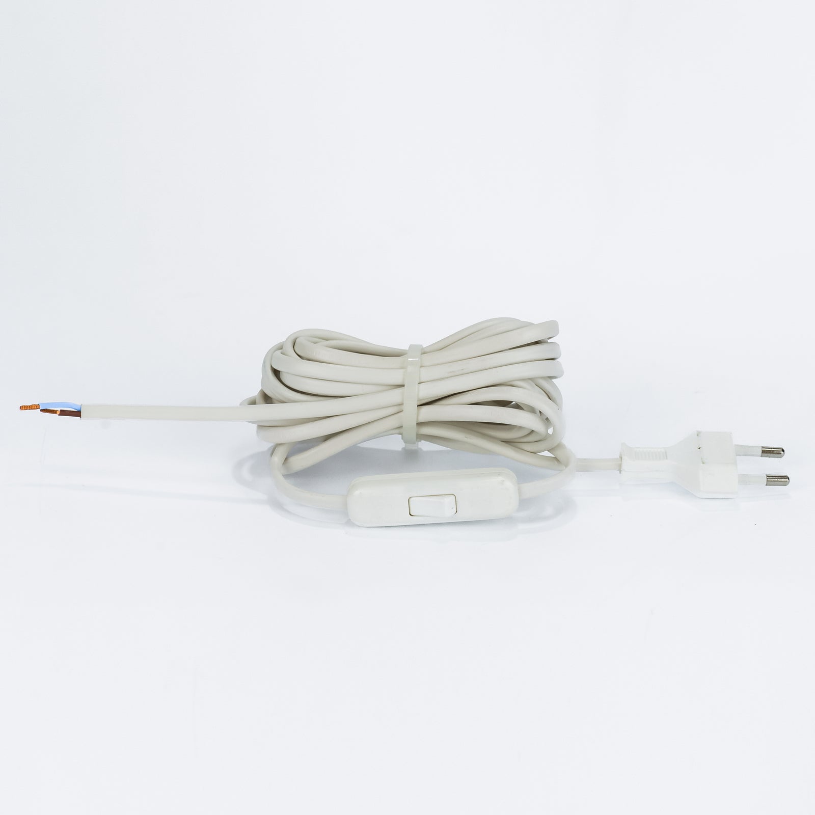 Euro Anschlußleitung weiß 4m Kabel mit Eurostecker mit Schalter