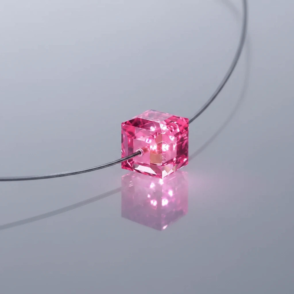 Firejewel LED Armband mit pinkfarbenem Swarovski® Elements Cube-Kristall