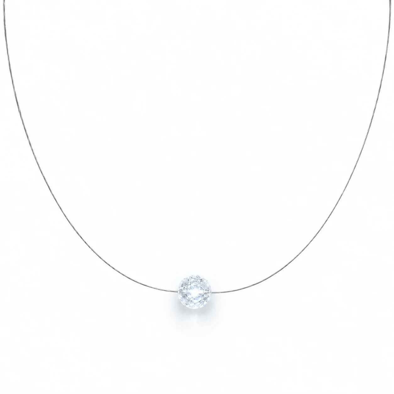 Leuchtende Firejewel LED-Halskette mit weißer Crushglas-Kugel und feinem Edelstahl-Collier