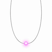Firejewel LED-Halskette für Damen mit kleiner Milchglas-Kugel, pink leuchtend auf weißem Hintergrund