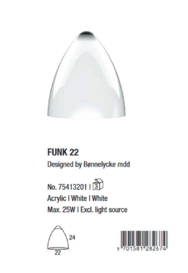 funk 22 nordlux 75413201 lampenschirm acryl weiß 22cm durchmesser 24cm hoch skandinavisches design