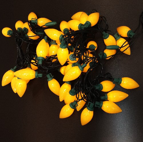 Deko Lichterkette 50er LED Zapfen Gelb glatt innen 5m