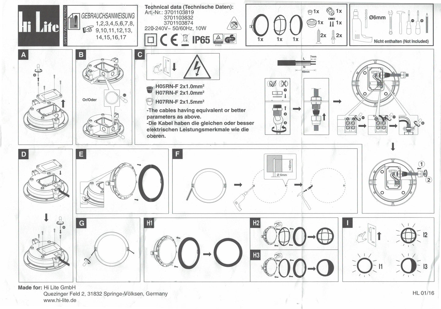 Odense LED Außen Decken-/Wandleuchte IP65 schwarz