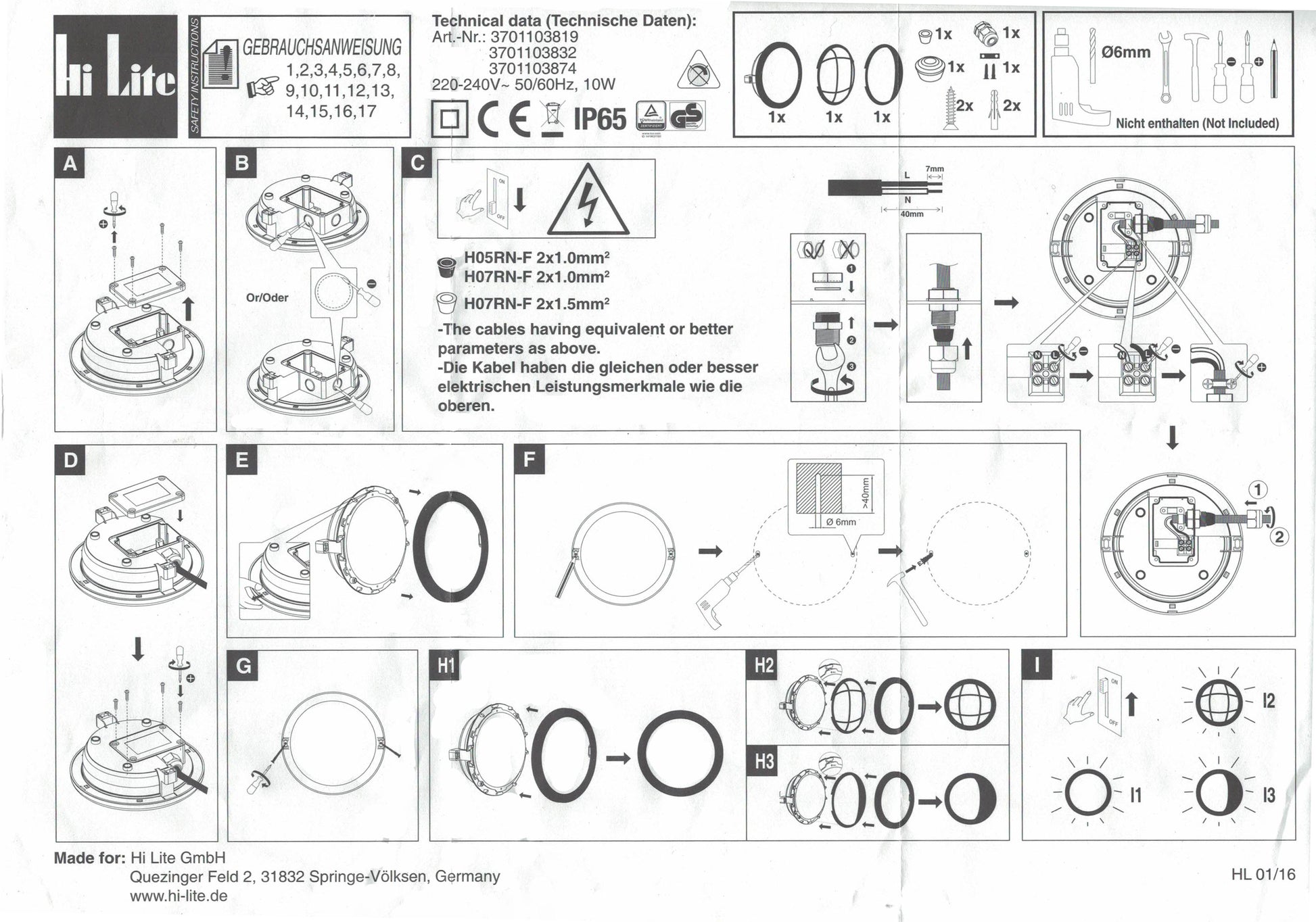 Odense LED Außen Decken-/Wandleuchte IP65 schwarz