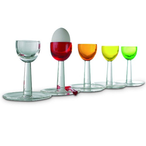 Glas Eierbecher 2er Set Eierhalter 70er Retro Ei-Pott
