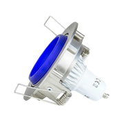 Glas Einbaustrahler GU10 230V Einbauspot rund blau – Einbaustrahler IP20, schwenkbar, 50mm