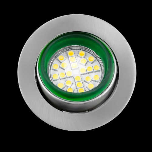 Glas Einbaustrahler MR16 schwenkbar rund grün – Einbaustrahler IP20, schwenkbar, 50mm