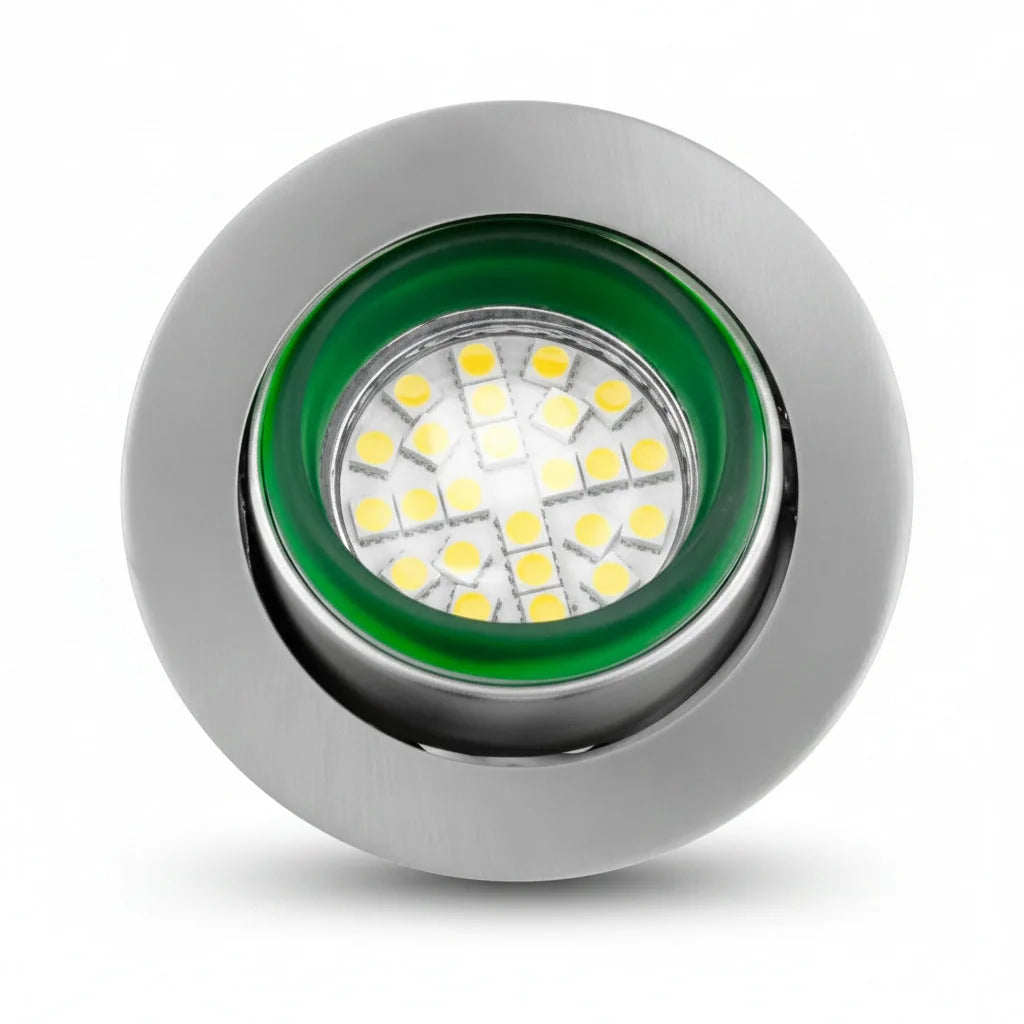 Glas Einbaustrahler MR16 schwenkbar rund grün – Einbaustrahler IP20, schwenkbar, 50mm