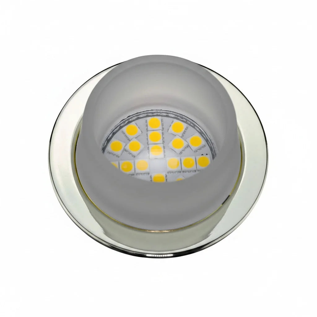 Glas Einbaustrahler rund Messing MR16 Einbauspot – Einbaustrahler IP20, schwenkbar, 50mm