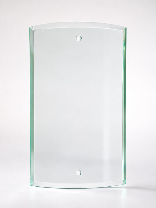 Lampenglas transparent rechteckig gebogen für Wandleuchte mit 2 Bohrlöchern 26 cm x 15 cm -  Klares Ersatzglas Contra Sompex klein