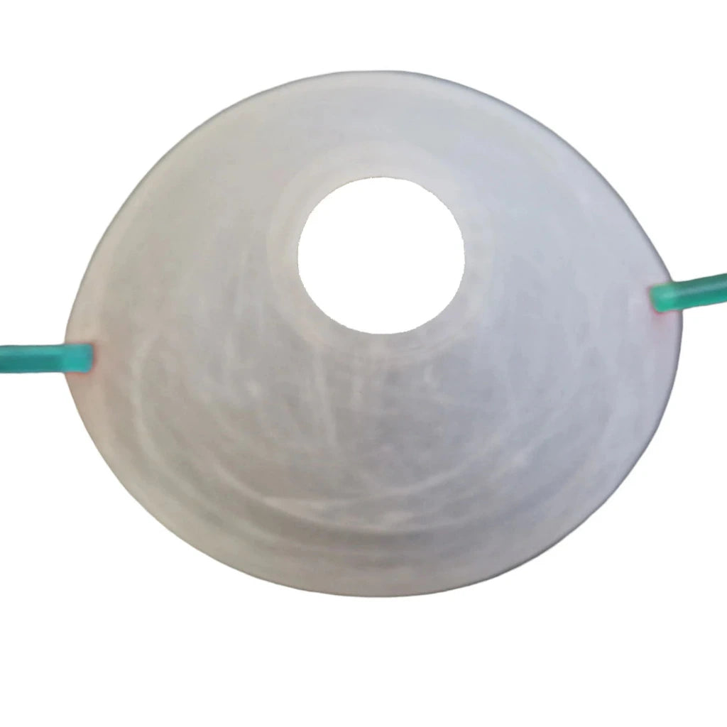 Lampenschirm aus Alabasterglas in ovaler Form mit grünem Dekostab für G4 GY6.35 Leuchte