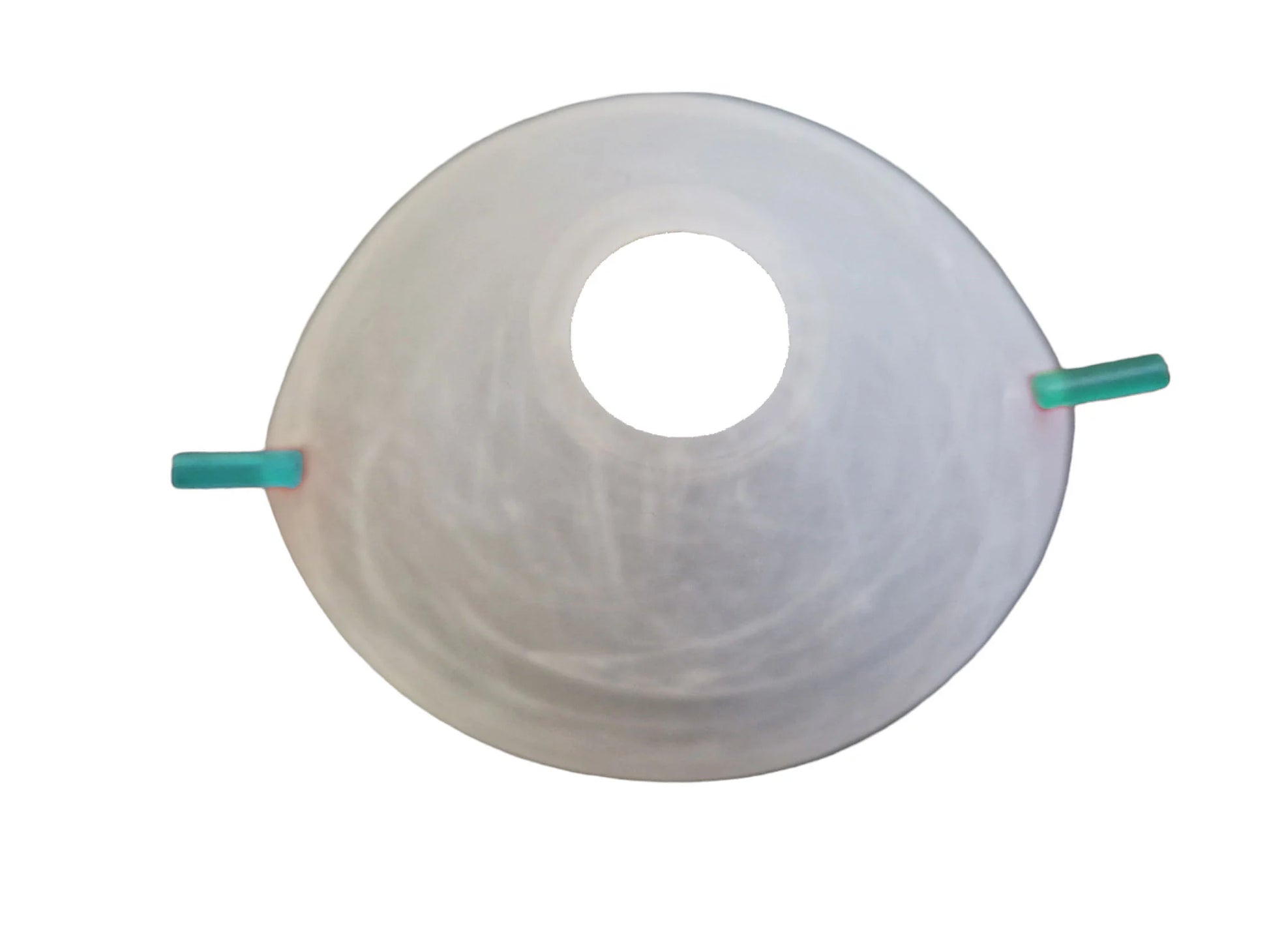Lampenschirm aus Alabasterglas in ovaler Form mit grünem Dekostab für G4 GY6.35 Leuchte