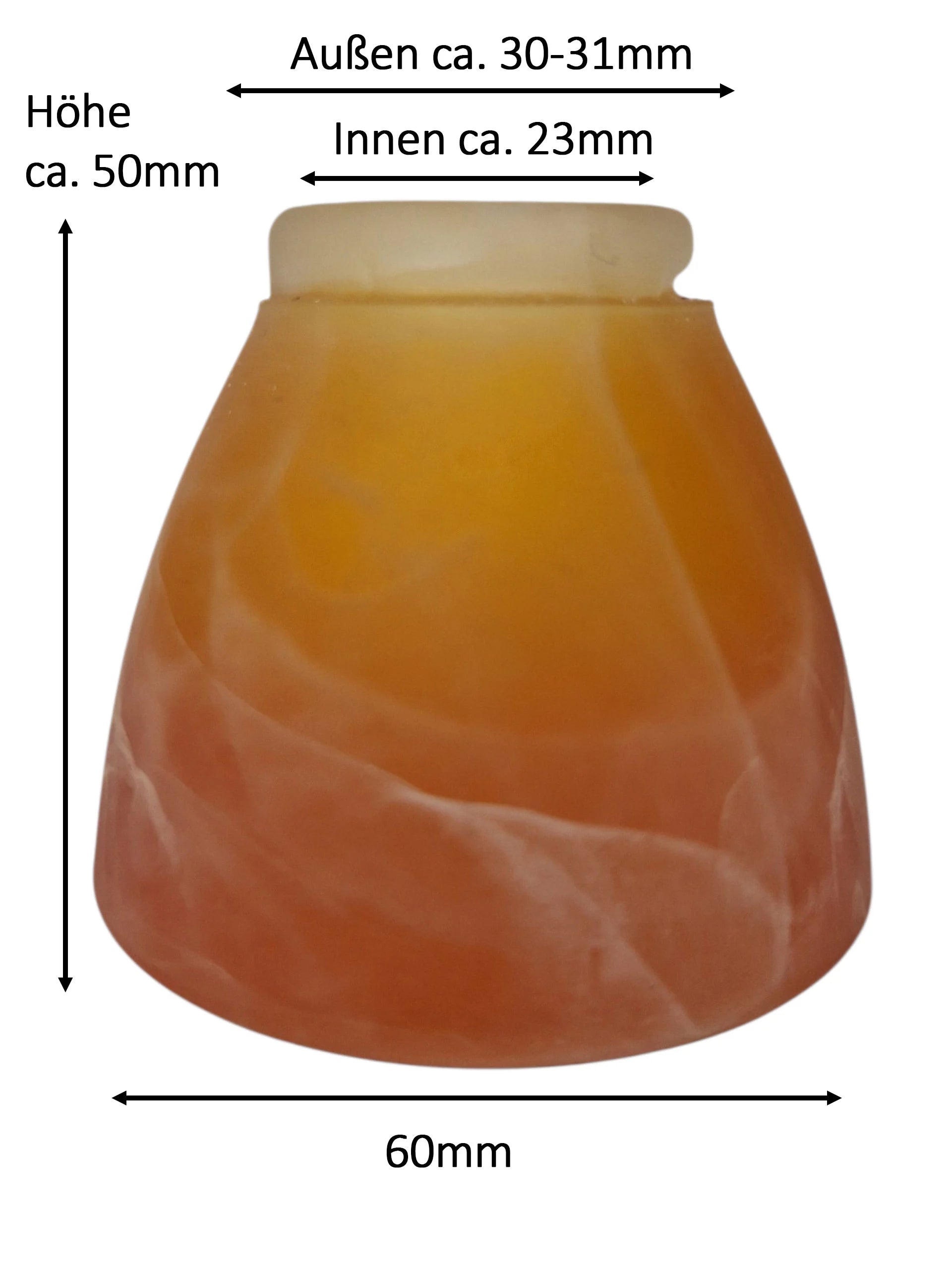 Lampenglas Orange Rund G9 Lampen Ersatzglas Loch 23mm 5cm hoch