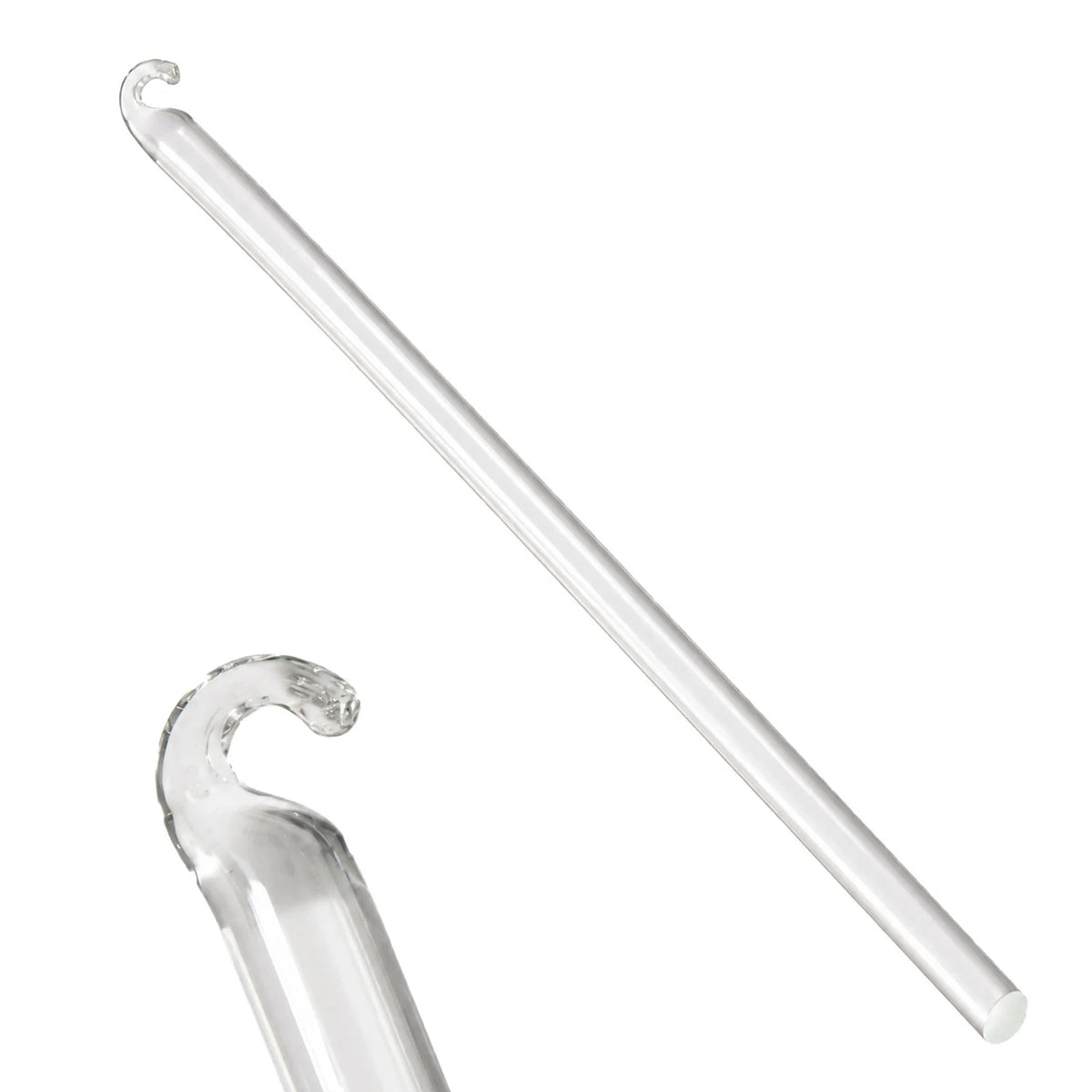 Glasstab mit Haken 26 cm aus klarem Glas als Lampenbehang und Lüsterbehang